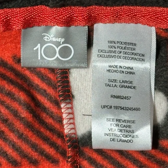 Disney Mickey Mouse Red Plaid Fleece Hooded One Piece Pajamas Large - Picture 3 of 5